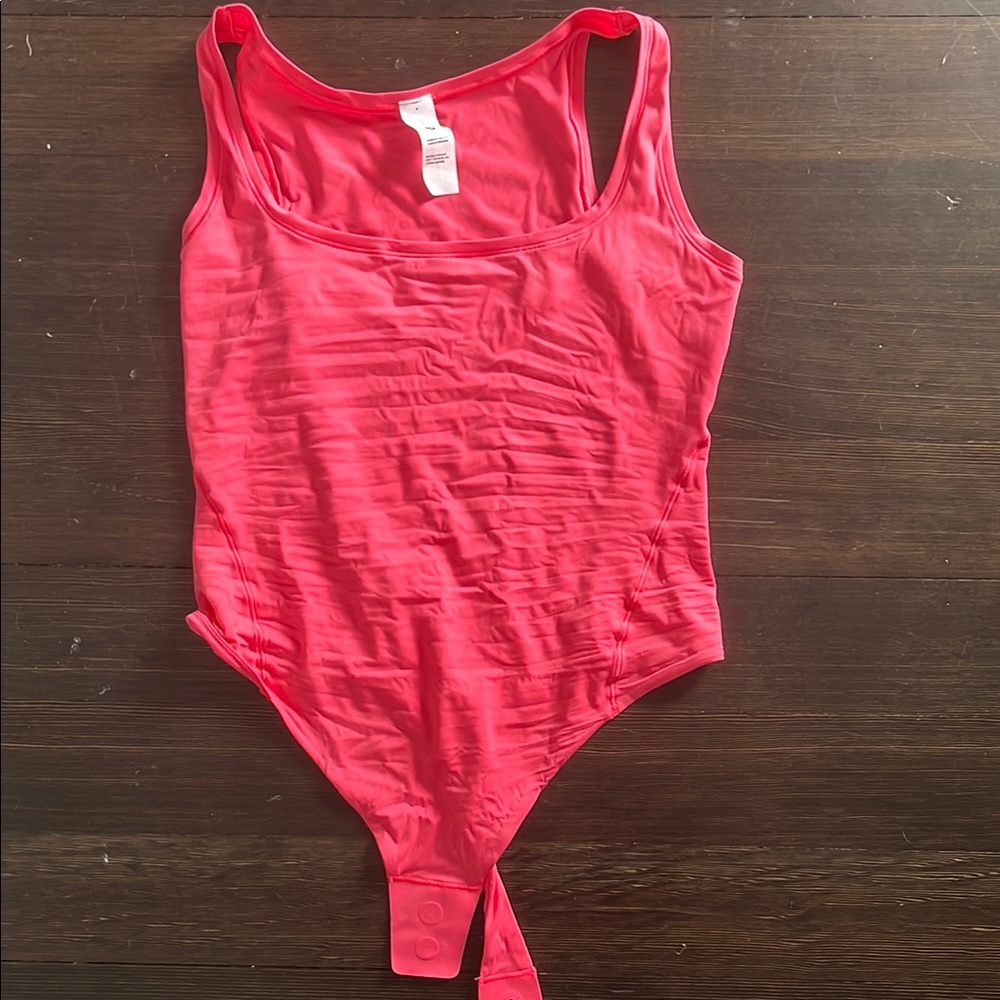 Lululemon Pink Bodysuit with Textured Scoop Neckline